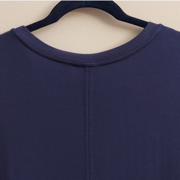LOGO BY LORI GOLDSTEIN Navy Blue Pullover Short Sleeve Split Back Tunic - Picture 7 of 13